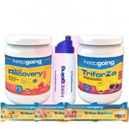 Pack Keepgoing Triforza Energy 500g + Quick Recovery 600g + 3 Barritas Triforza + Bidón